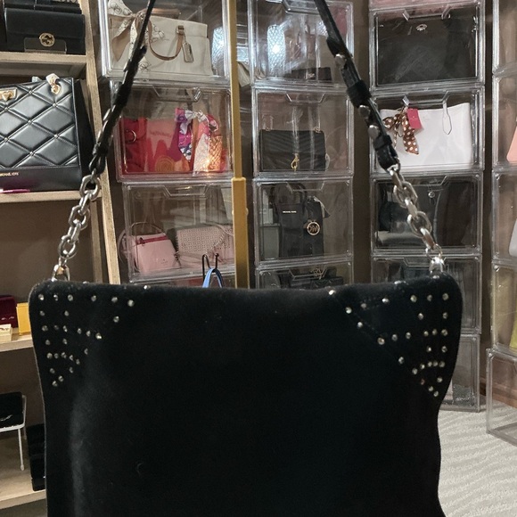 Jimmy Choo One of a Kind from the Calla Crystal-Embellished Suede Shoulder Bag - Picture 3 of 16